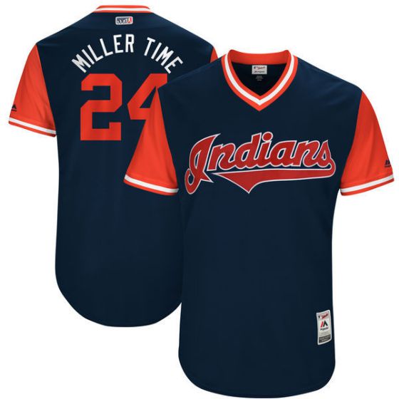 Men Cleveland Indians #24 Miller Time Blue New Rush Limited MLB Jerseys->colorado rockies->MLB Jersey